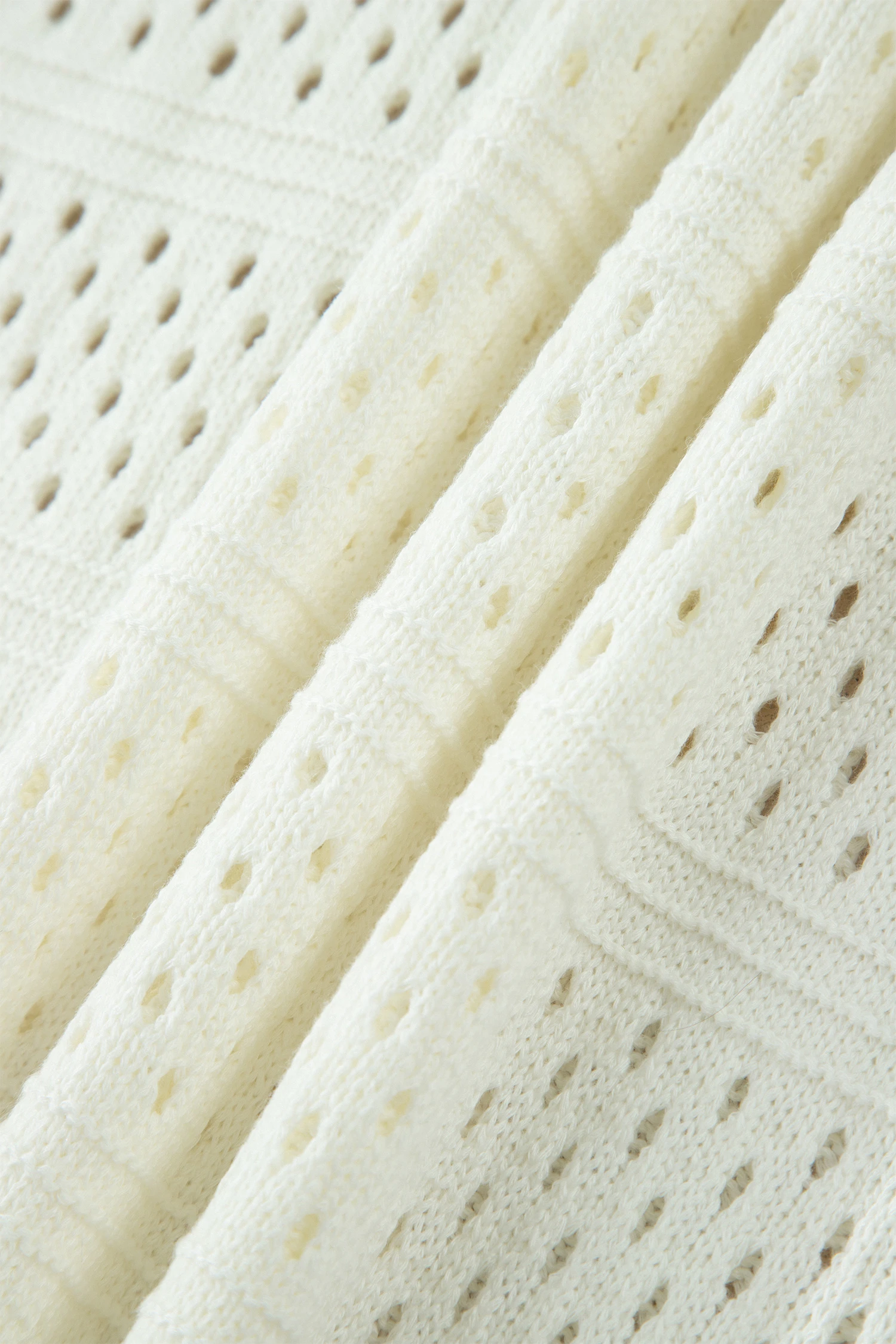 Plus Πλεκτή Μπλούζα Λευκή Διάτρητη – Casual Knit Top Με Χαλαρή Γραμμή- 4915