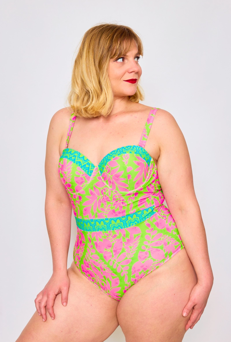Plus Size Ολόσωμο Μαγιό Floral Πολύχρωμο Με Ενίσχυση – Καλοκαιρινό Στυλ & Άνεση - 3935