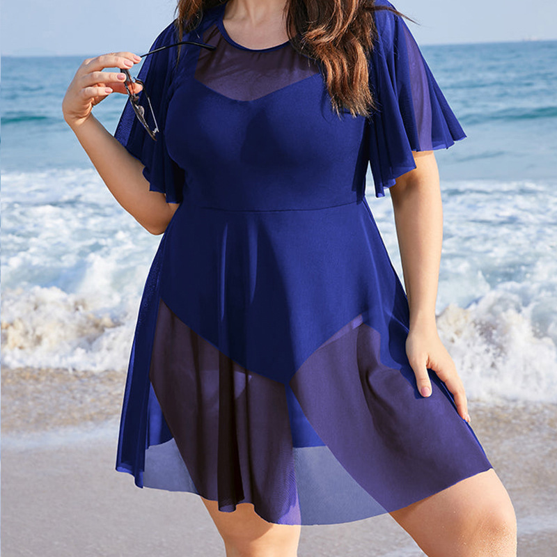 Plus Size Swim Dress Mε Αέρινη Διαφάνεια – Διαθέσιμο σε 3 Χρώματα- 3982