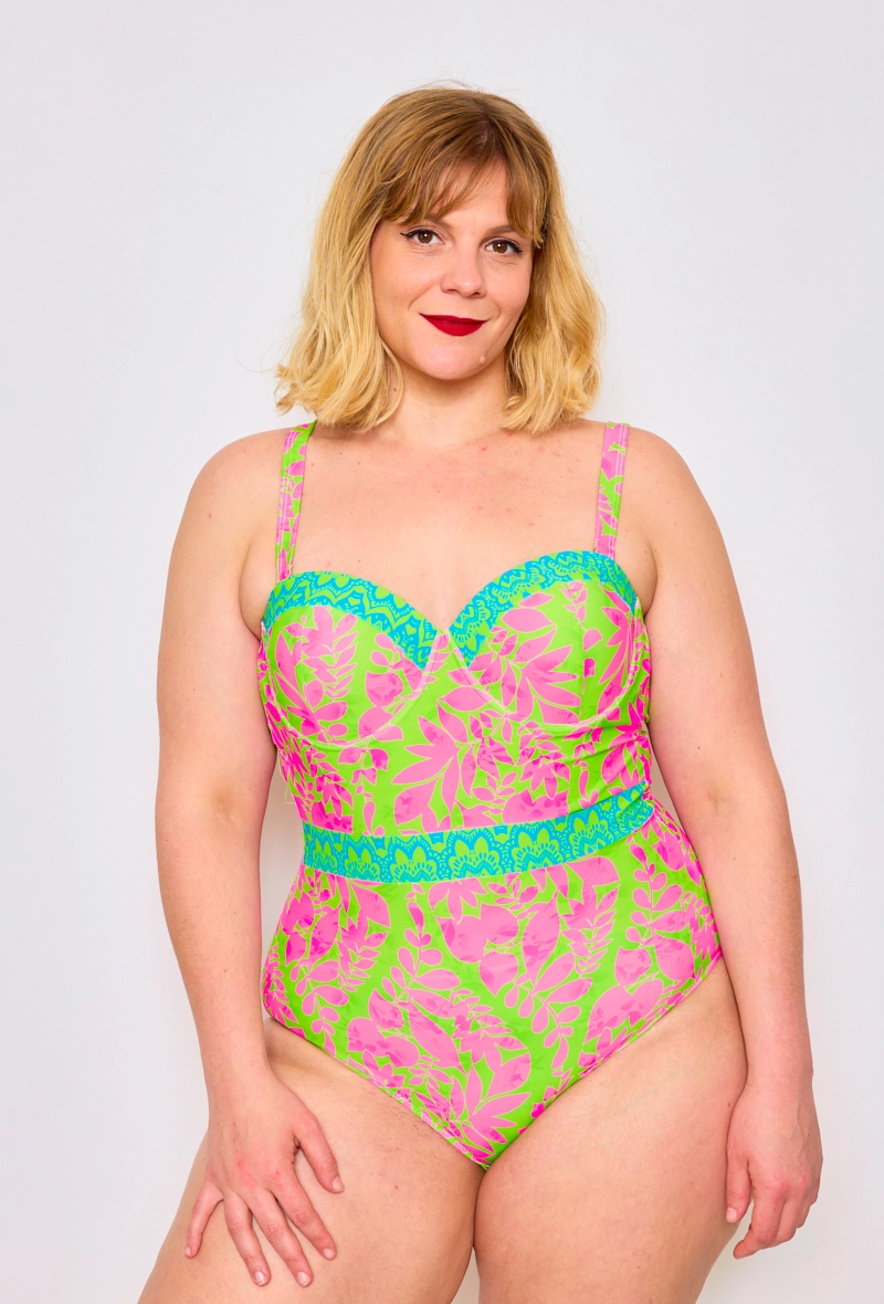 Plus Size Ολόσωμο Μαγιό Floral Πολύχρωμο Με Ενίσχυση – Καλοκαιρινό Στυλ & Άνεση - 3935