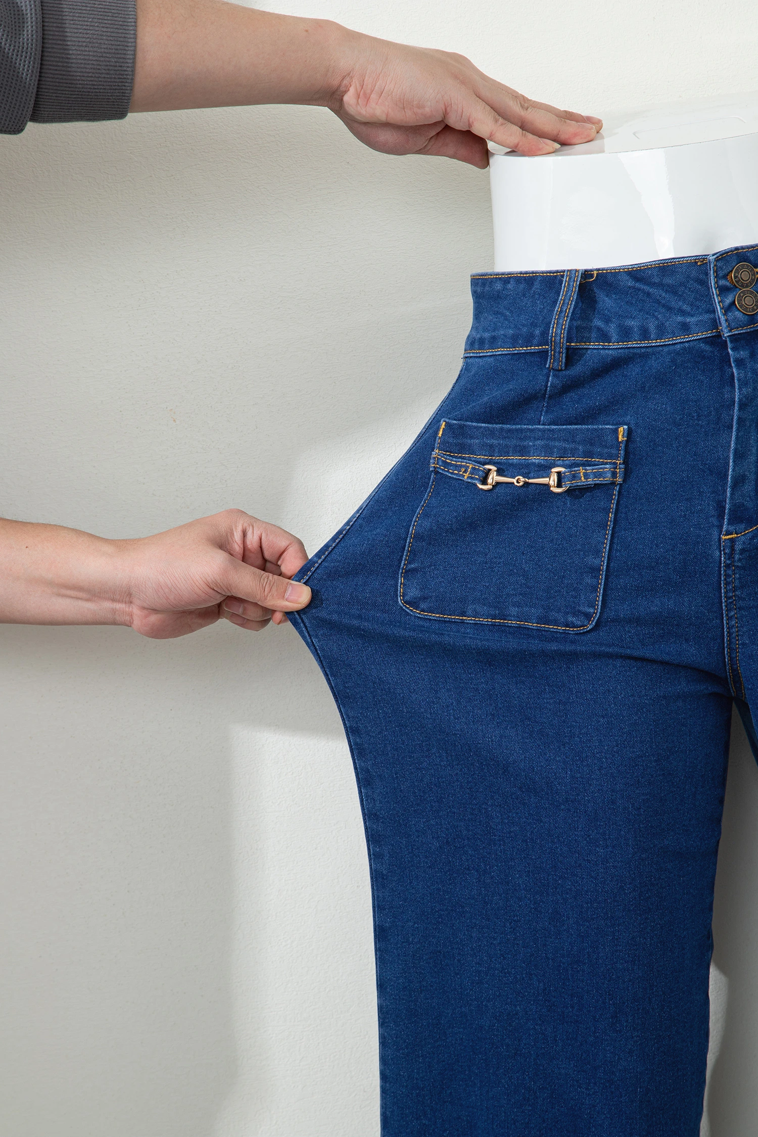Τζιν Παντελόνα Ψηλόμεση – Wide Leg Denim Mε Tσέπες & Λεπτομέρειες - 4914