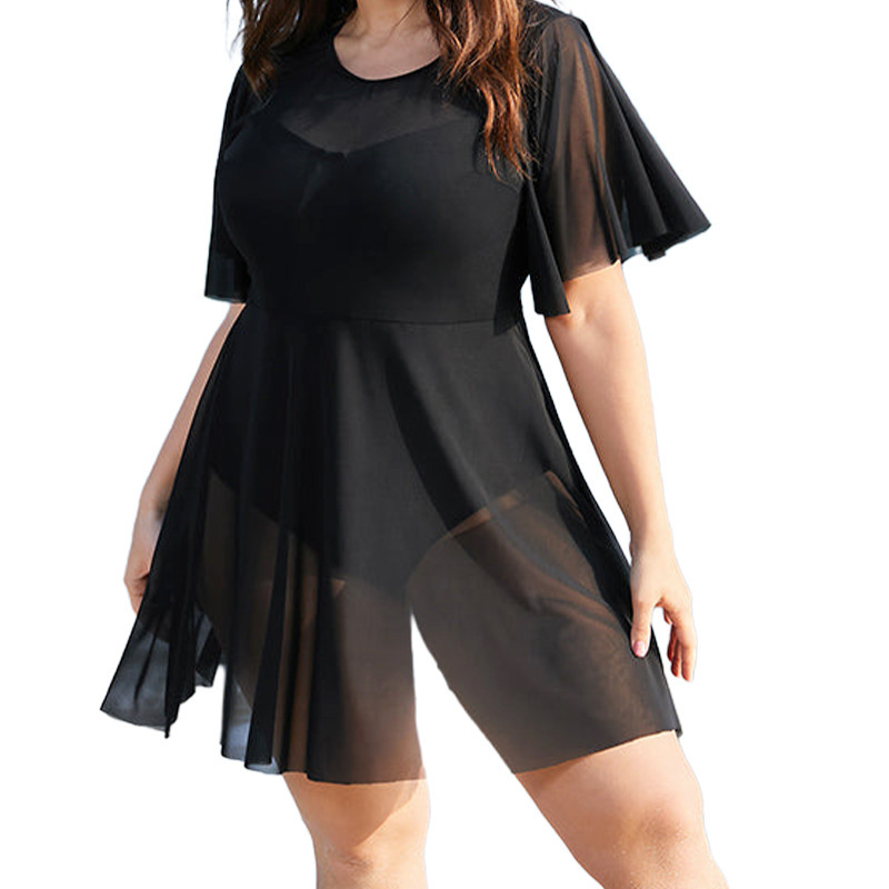 Plus Size Swim Dress Mε Αέρινη Διαφάνεια – Διαθέσιμο σε 3 Χρώματα- 3982