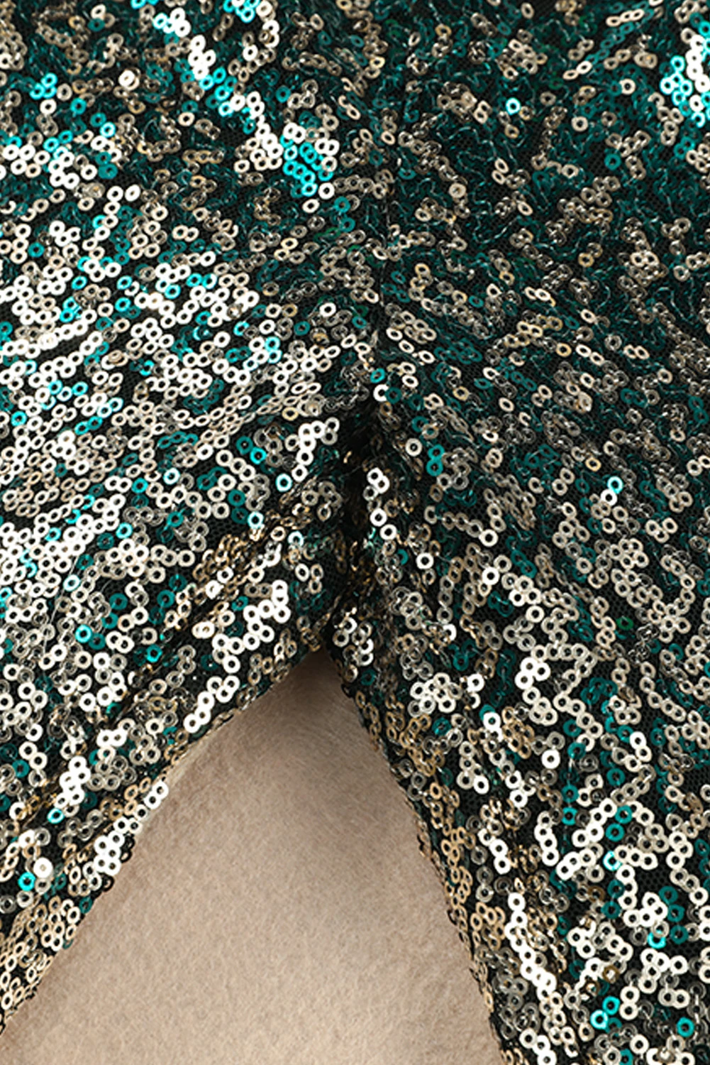 Plus Sequin Flare Παντελόνι Ombre Πράσινο-Χρυσό - 5602