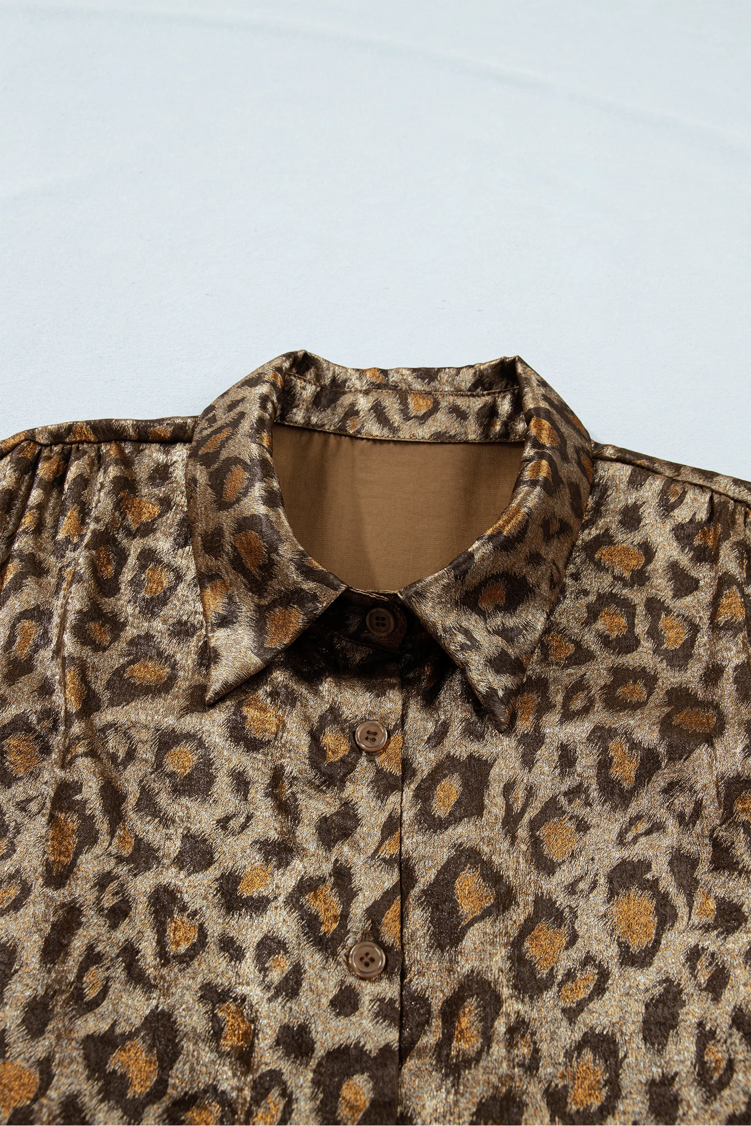 Plus Λεοπάρ Πουκάμισο Oversized – Animal Print Μπλούζα Με Κουμπιά- 4919