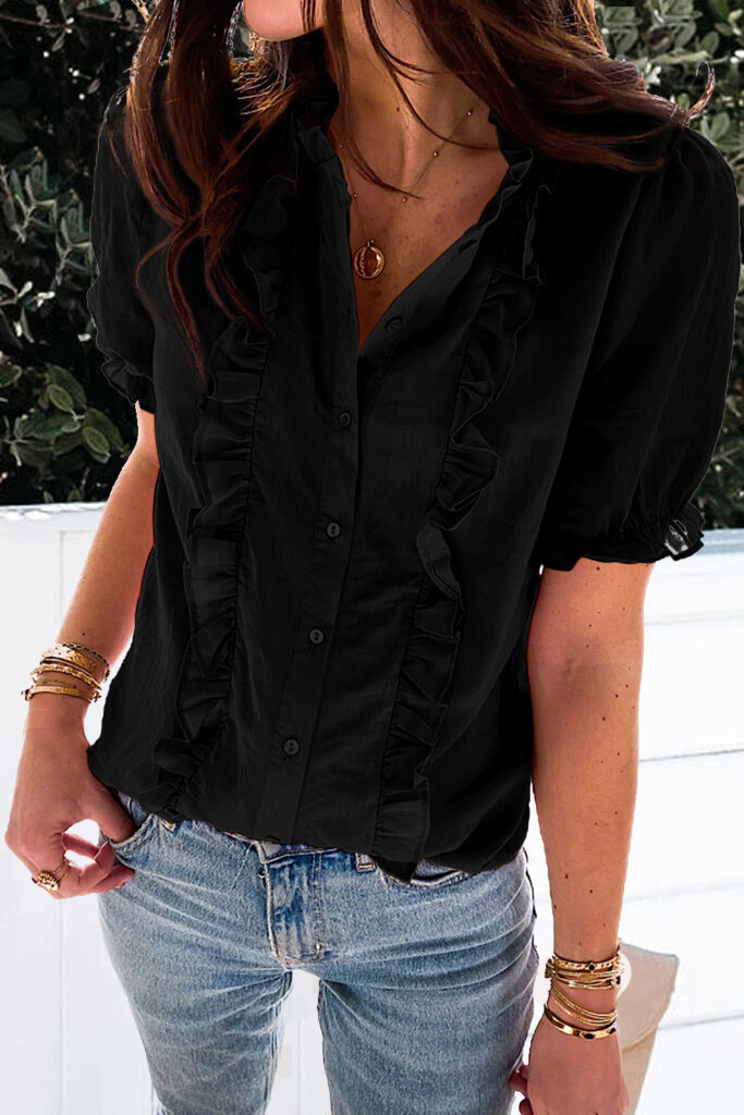Ruffled  Shirt With Button