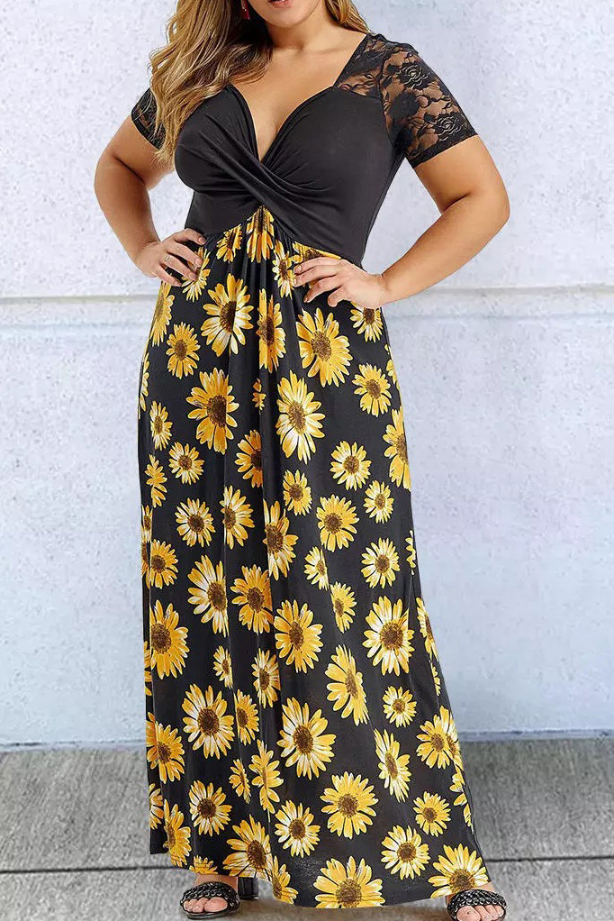 Sunflower Lace Twist Maxi Φόρεμα