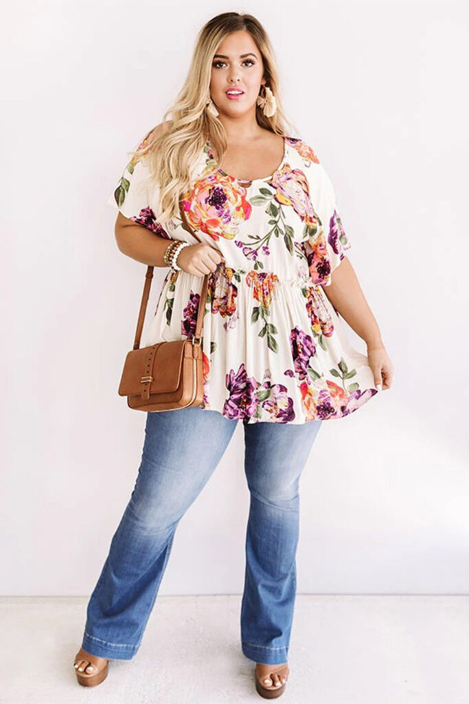 White Floral Babydoll Tunic Top