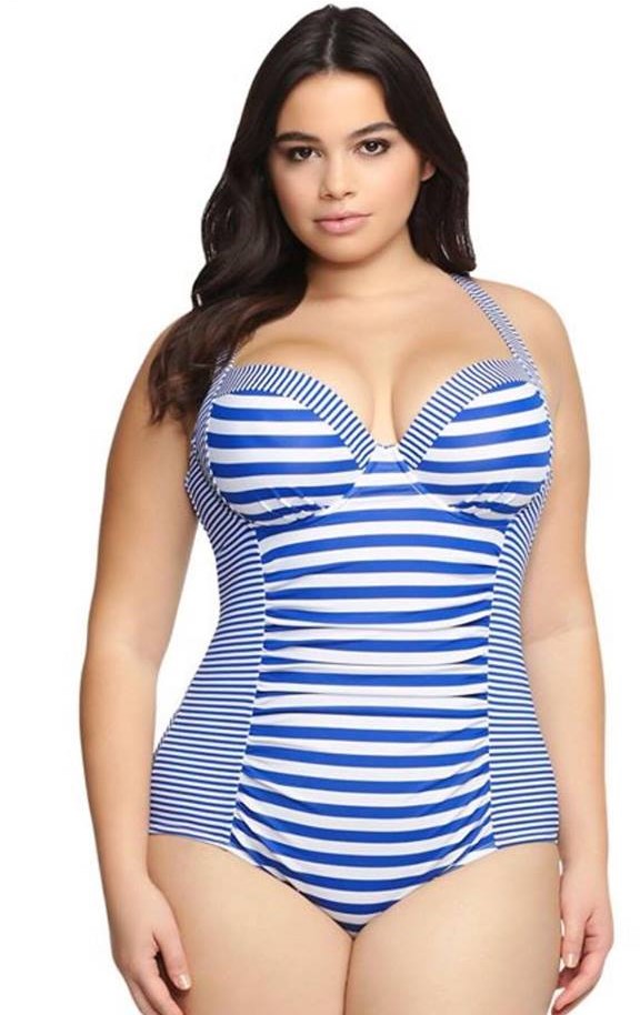 Blue Stripes One Piece Swimsuit