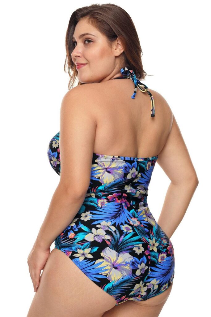 Plus Strappy Multicolor One Piece Swimsuit