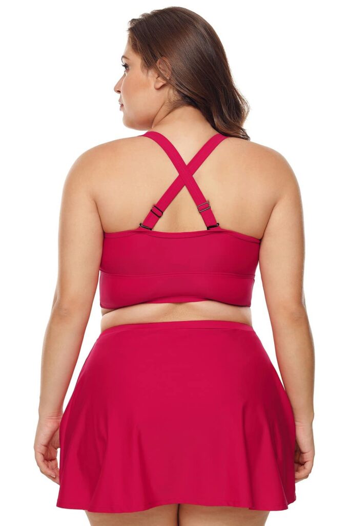 Red Two Pieces Skirt Tankini