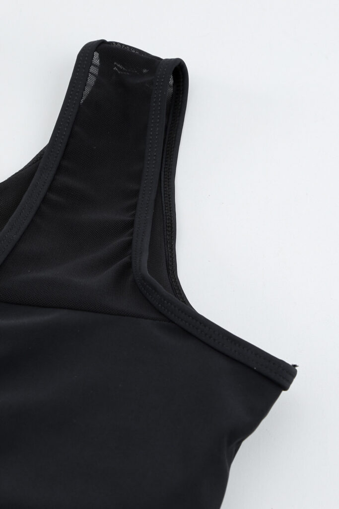Black Strappy Hollow-out Back Mesh Swimwear