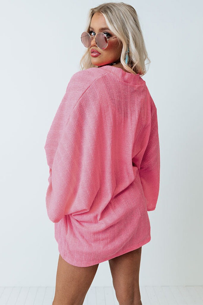 Open Front Kimono Sleeves Knit Cardigan – Ροζ