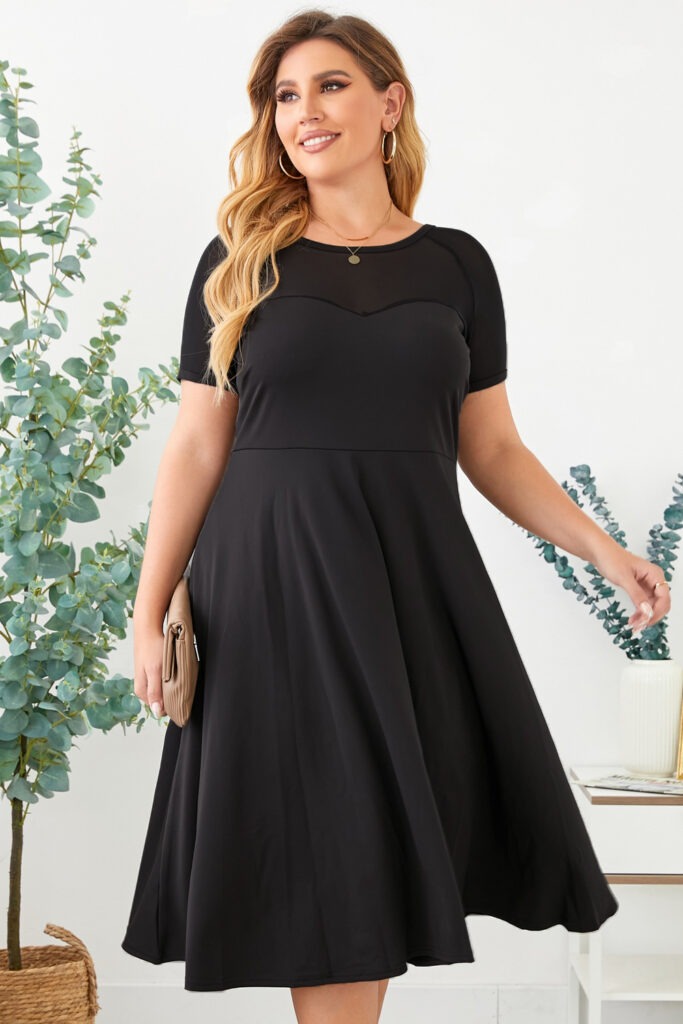 Classy Midi Black Dress Με Διαφάνεια