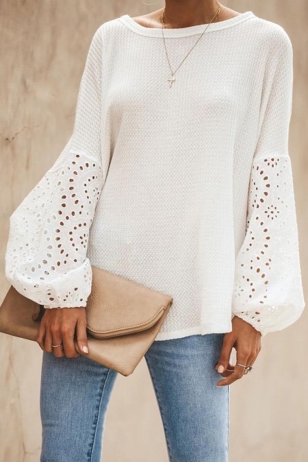 White Laced Detail Blouse