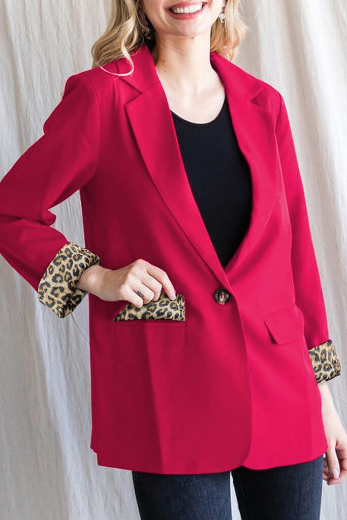 Leopard Lined Blazer – Red