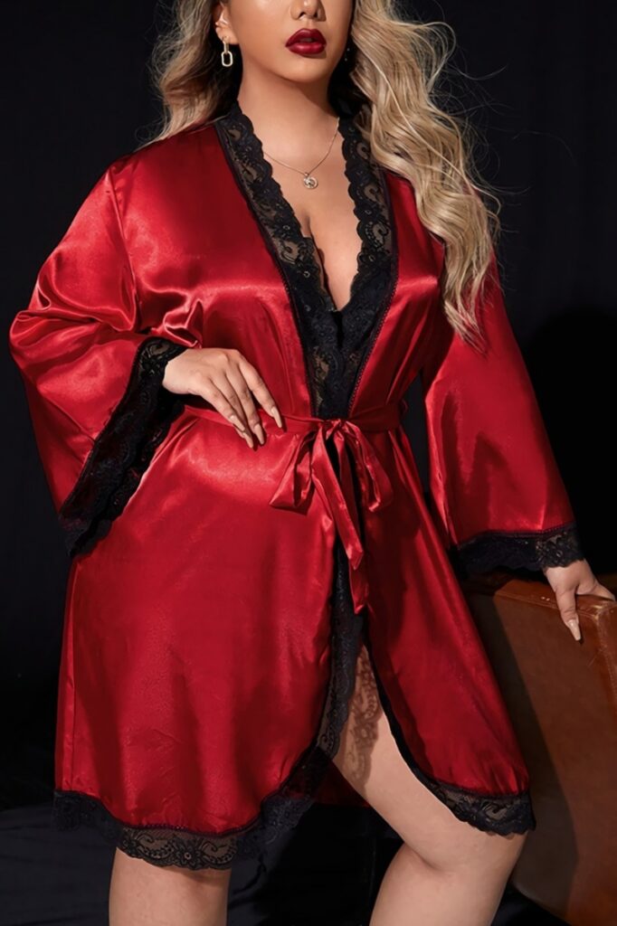 Alicia Satin Robe in Red