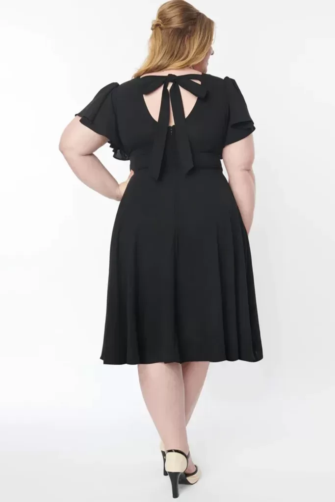 Midi Black Flattering Dress