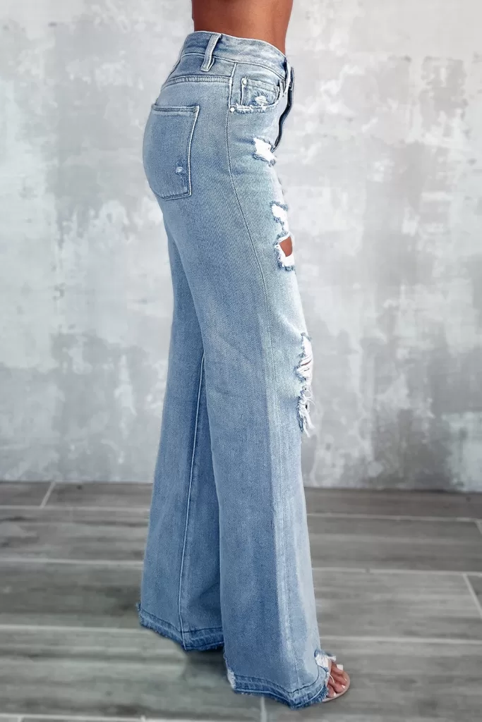 Avery Vintage Ripped Wide Leg Jeans
