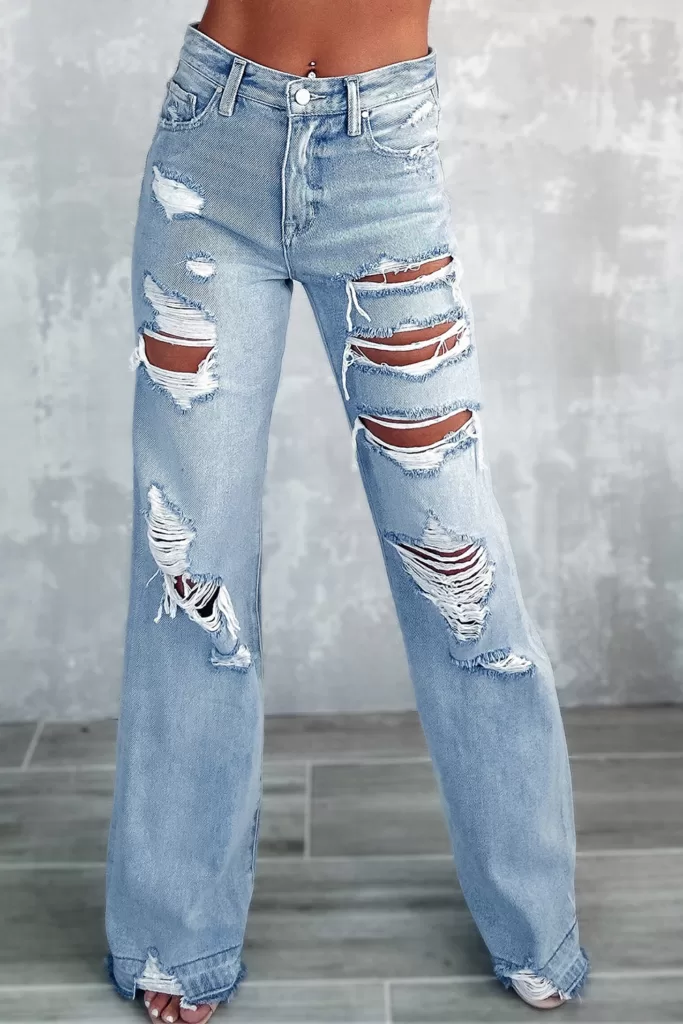 Avery Vintage Ripped Wide Leg Jeans