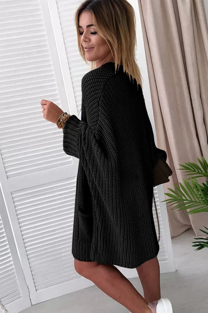 Oversized Sweater Cardigan – Μαύρο