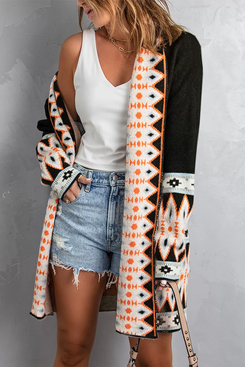 Ζακέτα Aztec Print Plus Knitted Cardigan 4567