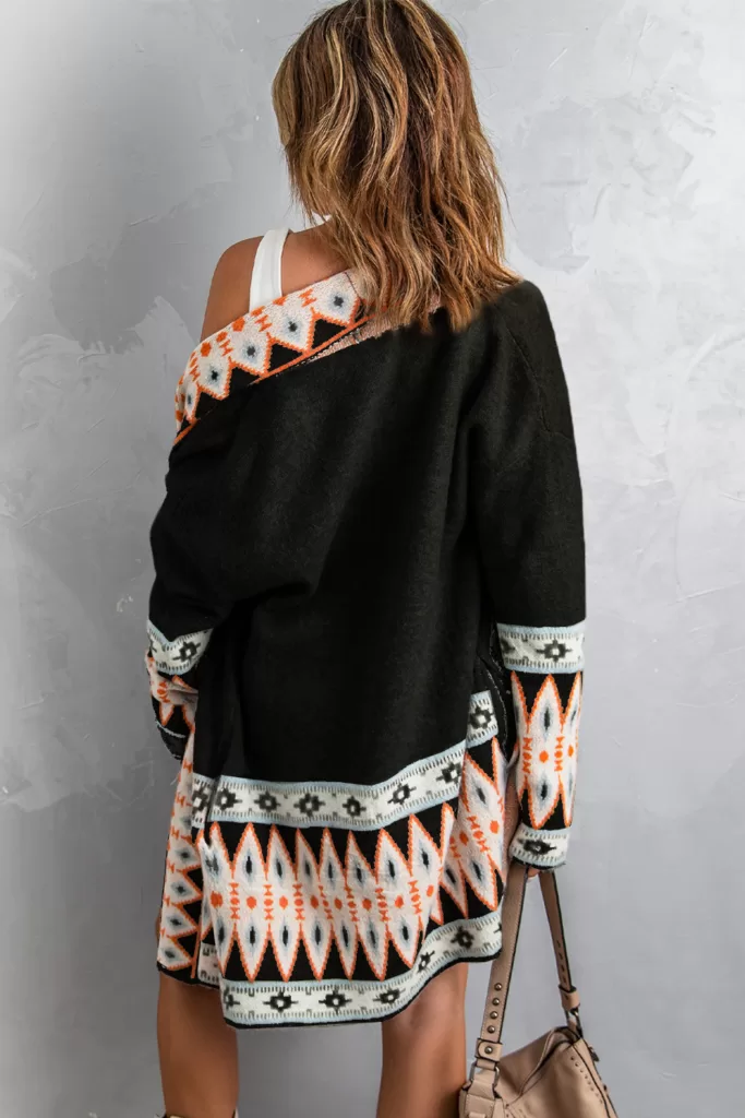 Aztec Print Plus Knitted Cardigan 4567