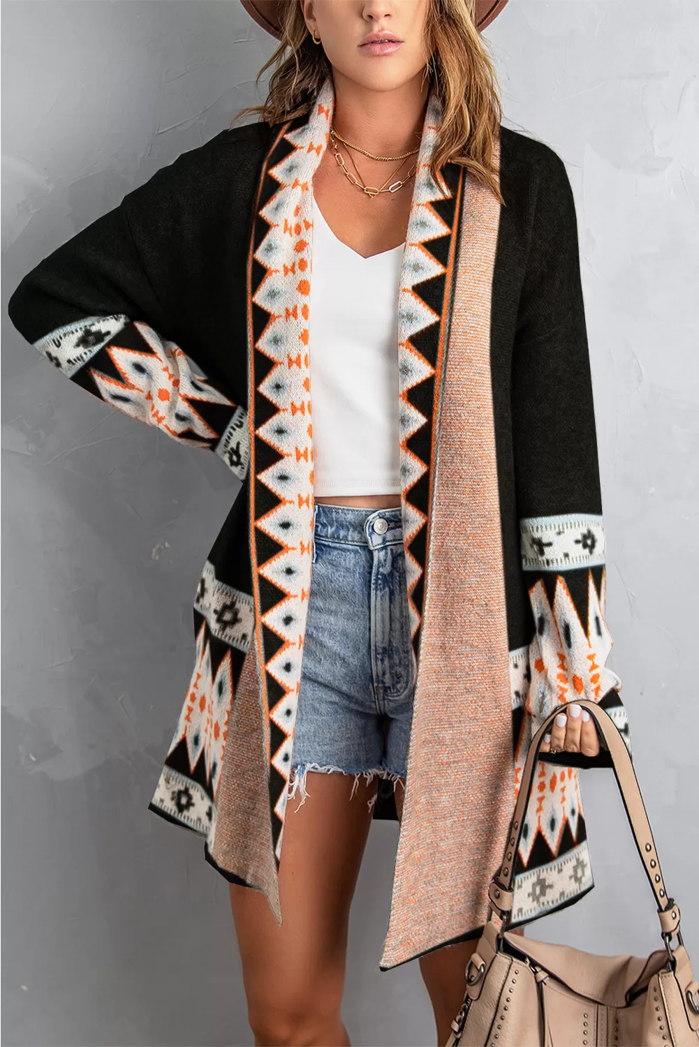 Ζακέτα Aztec Print Plus Knitted Cardigan 4567