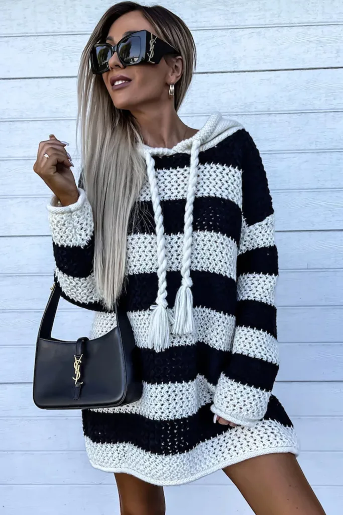 Braided  Hooded Sweater Dress