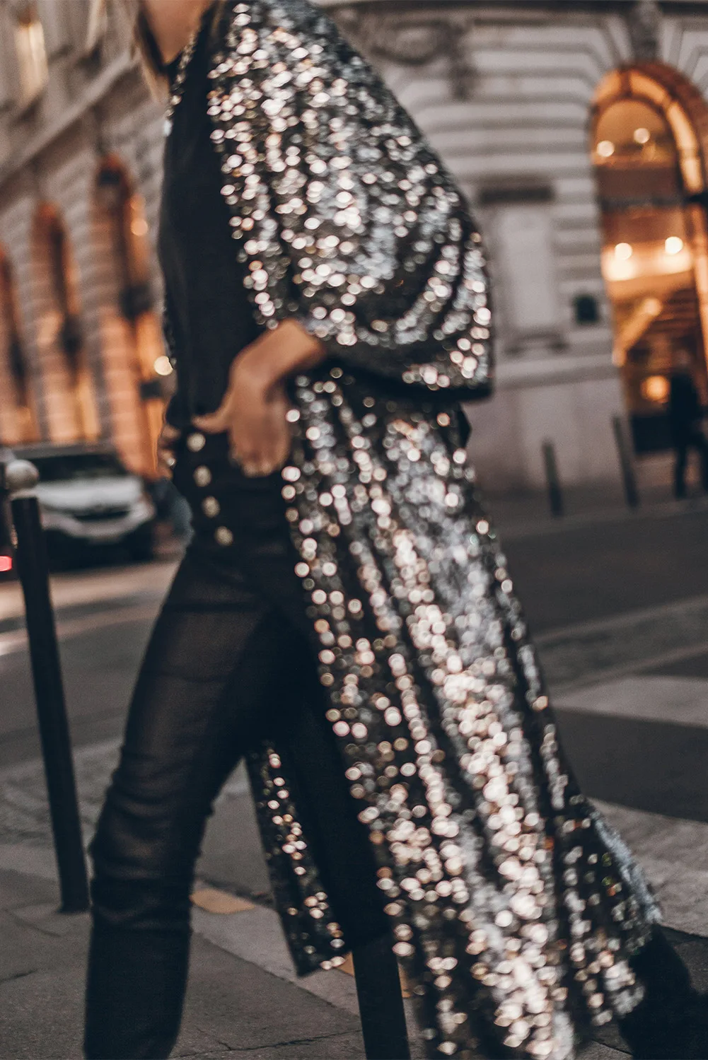 Silver Sequin Open Front Duster Kimono 9004